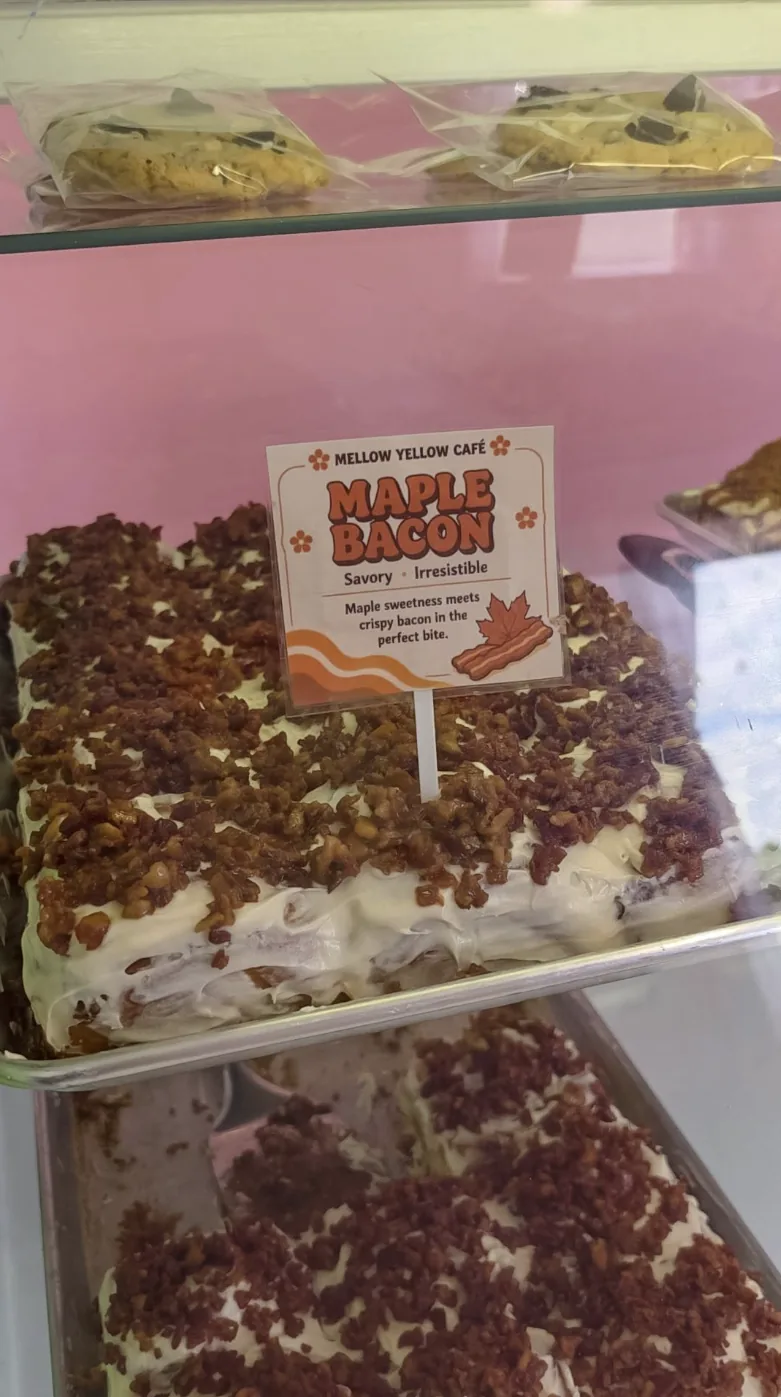 MAPLE BACON cinnamon roll — Maple sweetness meets crispy bacon in the perfect bite.